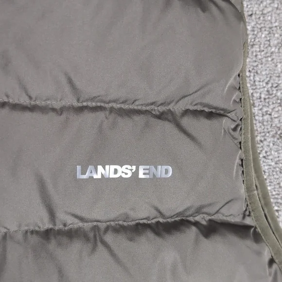 Lands End Classic Down Fill Puffer Vest Size Large In Olive Green - Picture 3 of 8